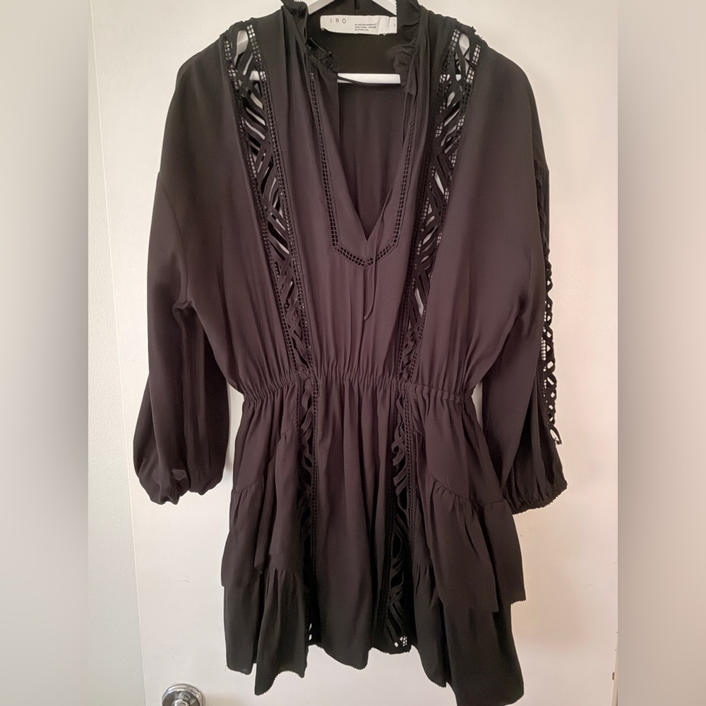 IRO Black Lace-Trim Peasant Tunic